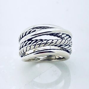 David Yurman Silver Crossover Wide Ring